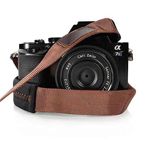 Foto&Tech Padded Neck Shoulder Strap with Brown Grosgrain Ties for Fujifilm Samsung Sony Olympus Panasonic Canon Nikon Pentax Compact Cameras Point and Shoots Cameras