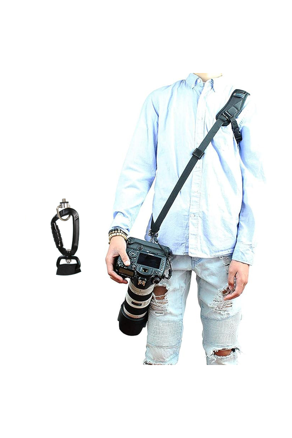 Foto&Tech Professional Quick Rapid Shooting Sport Shoulder Sling DSLR Camera Strap/Optimal Comfortable Padded for Extreme Long Time Wear Without Causing Fatigue/Steel Stainless Clip & Safety Strap