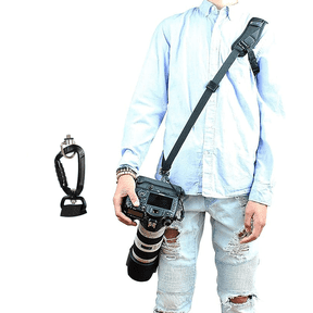 Foto&Tech Professional Quick Rapid Shooting Sport Shoulder Sling DSLR Camera Strap/Optimal Comfortable Padded for Extreme Long Time Wear Without Causing Fatigue/Steel Stainless Clip & Safety Strap