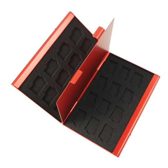 Foto&Tech Red Aluminum Memory Card Carrying Case 24 Slots for Micro SDHC Card Lexar Kingston Sony Samsung