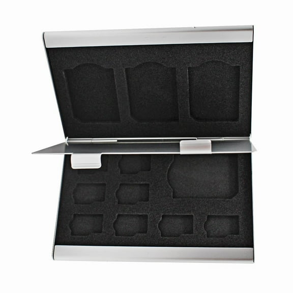 Foto&Tech SILVER Aluminum Memory Card Carrying Case 4 Slots for SD Card+8 Slots for Micro SDHC Card Lexar Kingston Sony