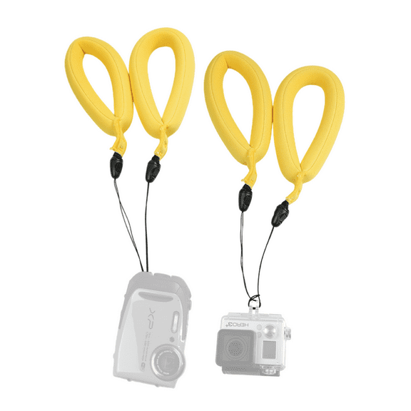 Foto&Tech Yellow Camera Float Strap for Underwater Camera, Waterproof Wristband Hand Grip Lanyard, Compatible with GoPro Nikon Canon Sony Pentax Camcorders Panasonic Fujifilm Keys (4 Pieces)