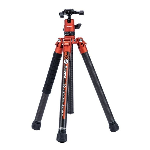 FotoPro X-AIRCROSS 3 5-Section Carbon Fiber Travel Tripod with FPH-42QR Ball Head, Flame Orange