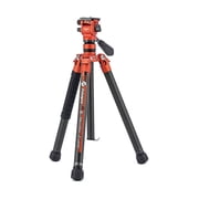 FotoPro X-AIRCROSS 3 5-Section Carbon Fiber Travel Tripod with FPH-42QR Ball Head, Flame Orange