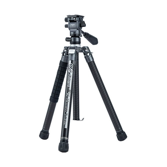 FotoPro X-AIRCROSS 3 Video 5-Section Carbon Fiber Tripod with MH-2L Fluid Video Head, Slate Gray