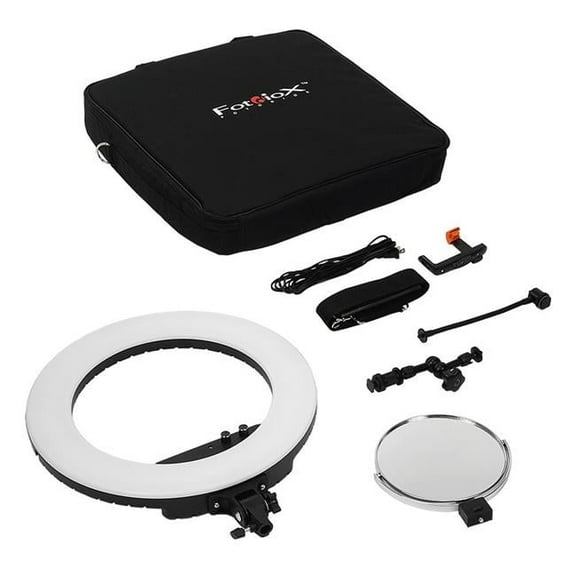 Fotodiox Vlog-LED-Ring-Pro-Blk 18 in. Selfie Starlite Vlog Bi-Color Dimmable LED Ring Light with Mirror & Mount, Black