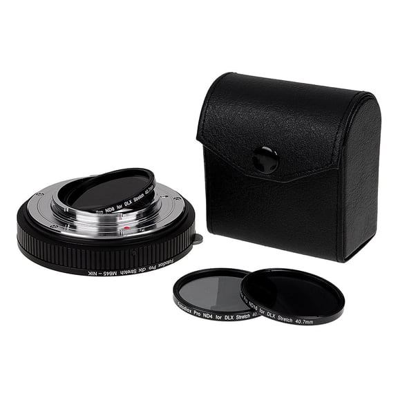 Fotodiox DLX Stretch Lens Adapter - Compatible with Mamiya 645 (M645) Mount Lens to Nikon F Mount D/SLR Cameras - with Macro Focusing Helicoid and Magnetic Drop-In Filters