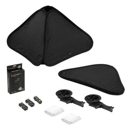 Fotodiox Foldable 28x28in Softbox 2x Flash Kit with Remote Triggers for Nikon - Two Collapsible Softboxes and Speedlight Brackets with two PocketWonder Elite TTL Pass-Thru Kits for Nikon