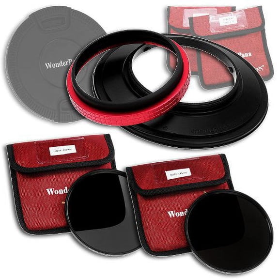 Fotodiox Pro WonderPana 145 Neutral Density Kit - 145mm Filter Holder, Lens Cap, ND16 and ND32 Filters for the Sigma 12-24mm f/4.5-5.6 EX DG ASP HSM II Wide-Angle Zoom Lens (Full Frame 35mm)