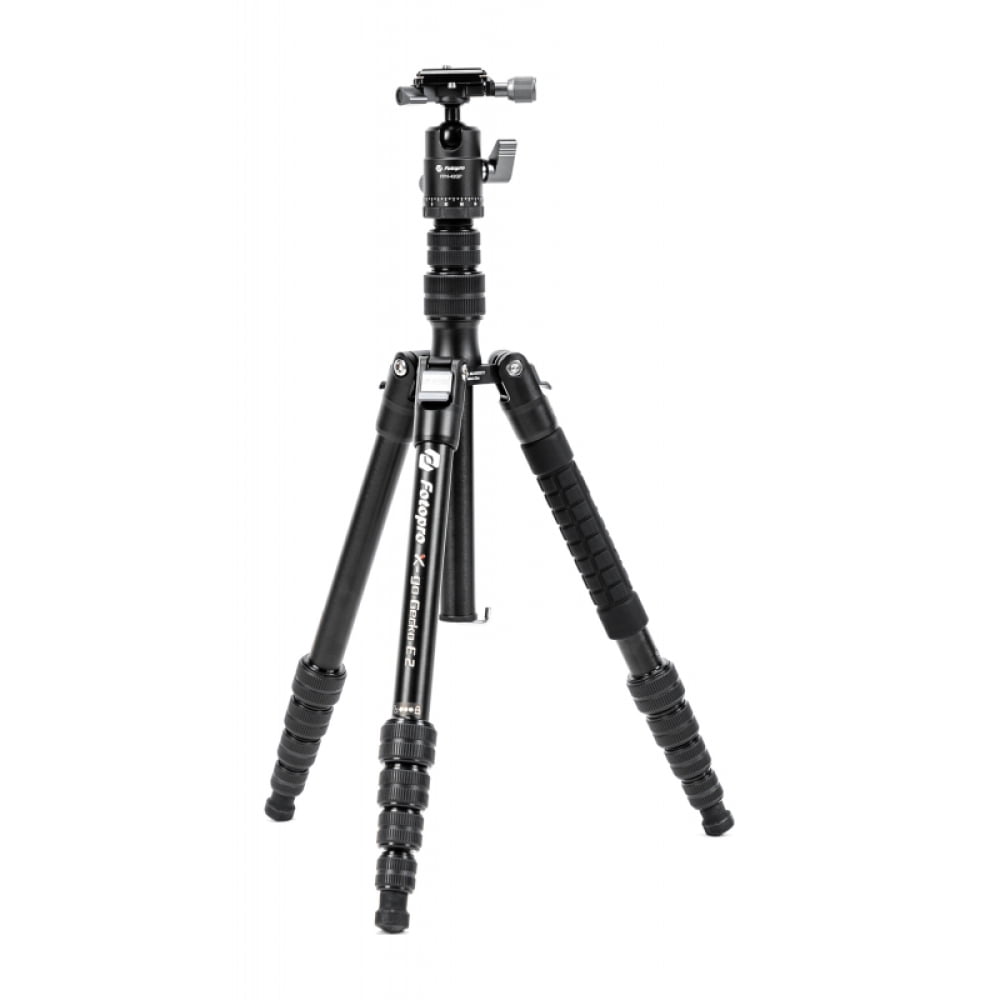 Fotopro 58" Aluminum Camera Tripod with Ball Head, Lightweight & Stable, Detachable Monopod with QR Plate, Inverted Center Column, Max Load 8kg/17.6 lbs, X-Go Gecko E 2
