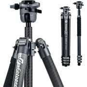 Fotopro X-Airfly Max 65.4" Carbon Fiber Ball Head Tripod, Detachable Monopod, Lightweight Compact Camera Tripod Stand for Travel, Low Angel Shooting, Hidden Phone Clip, Max Load 22 lbs, Grey