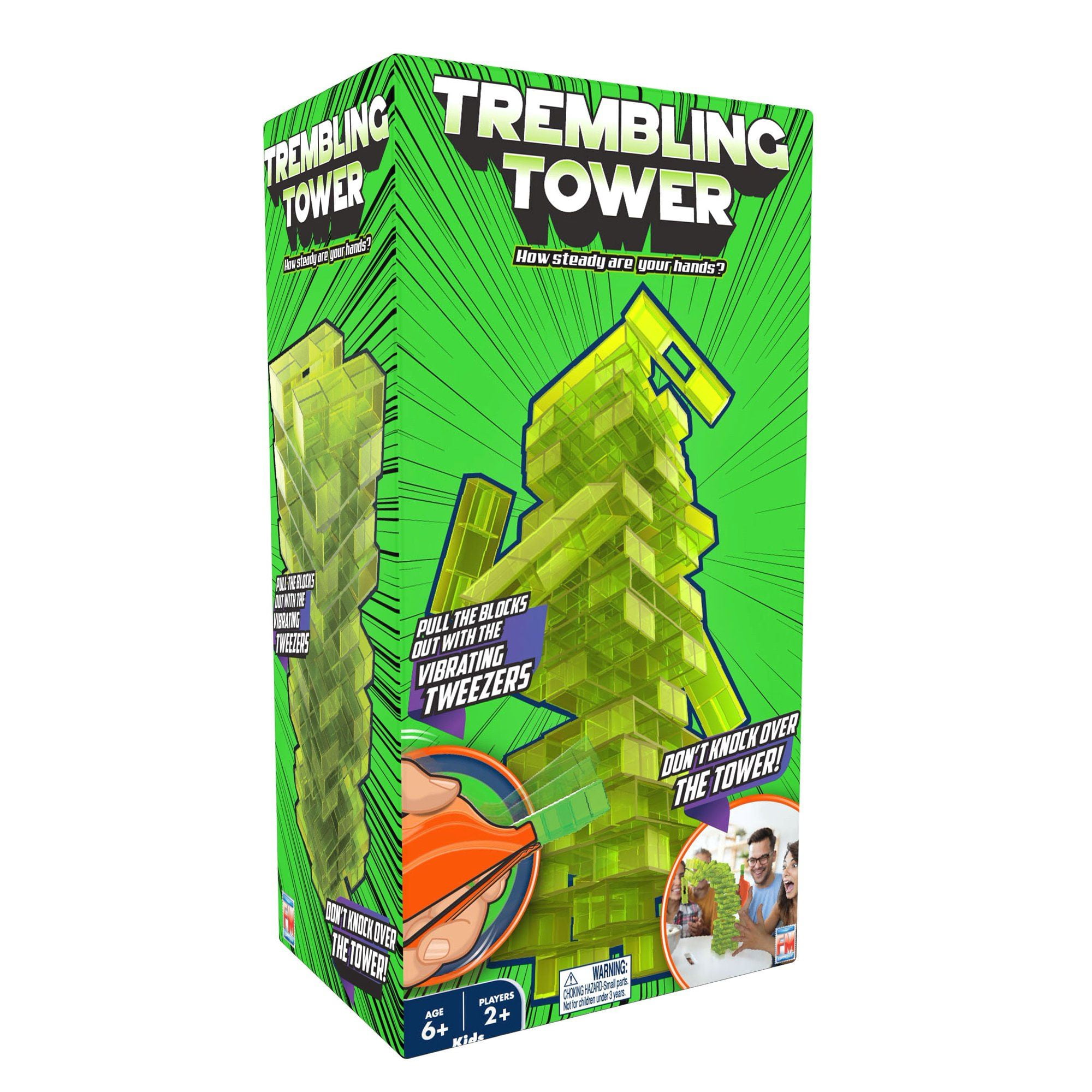Fotorama Trembling Tower, the Ultimate Vibrating Stacking Game, Pull Blocks Out with Vibrating Tweezers