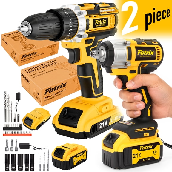 Fotrix 21V Cordless Brushless Impact Wrench with 4000mAh Battery & Charger, High Torque Impact Gun for Auto Tire & Home Repair
