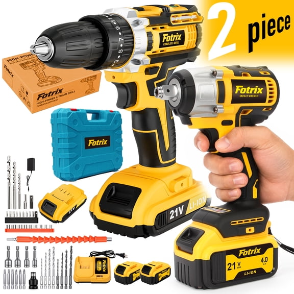 Fotrix 21V Cordless Brushless Impact Wrench with 4000mAh Battery & Charger, High Torque Impact Gun for Auto Tire & Home Repair