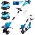 thumbnail image 1 of Fotrix Cordless Electric Garden Tiller Cultivator, 360 RPM, 7.5-Inch Depth, 9-Inch Width, with 2 Batteries, Adjustable Handle and Foldable Design, 1 of 1