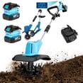 thumbnail image 1 of Fotrix Cordless Electric Garden Tiller Cultivator, 360 RPM, 7.5-Inch Depth, 9-Inch Width, with 2Batteries, Adjustable Handle and Foldable Design, 1 of 1