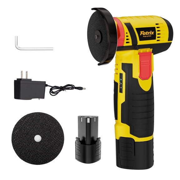 Fotrix Cordless Mini Angle Grinder Kit, 19500 RPM High Speed Grinding Tool, 3 Inch Handheld Grinder with 1 Pack 12V 2Ah Batteries, Ideal for Metal & Wood Cutting Polishing Grinding