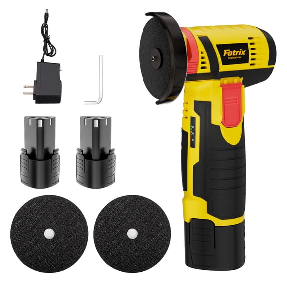 Fotrix Cordless Mini Angle Grinder Kit, 19500 RPM High Speed Grinding Tool, 3 Inch Handheld Grinder with 2 Pack 12V 2Ah Batteries, Ideal for Metal & Wood Cutting Polishing Grinding