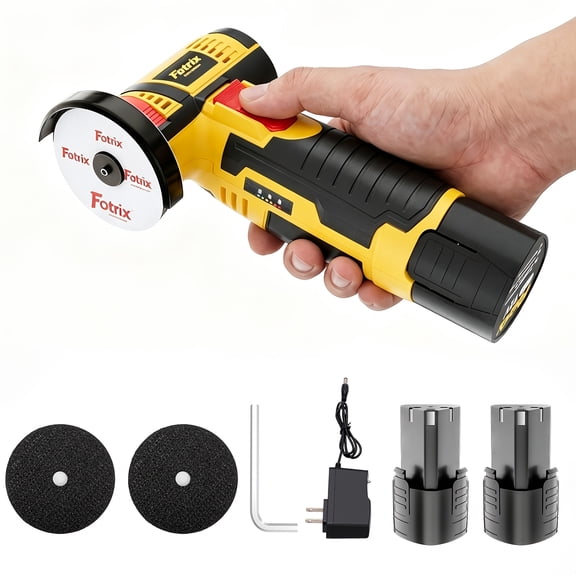 Fotrix Mini Cordless Angle Grinder Kit, Handheld Portable Battery Powered Grinder for Metal Cutting, Grinding & Polishing