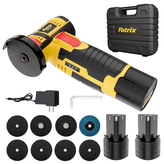 Fotrix Mini Cordless Angle Grinder Kit, Handheld Portable Battery Powered Grinder for Metal Cutting, Grinding & Polishing