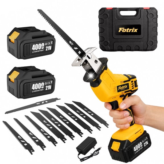 Fotrix Variable Speed Cordless Reciprocating Saw, 3500 RPM Brushless Motor, Tool-Free Blade Change, LED Light & 10 Saw Blades, Portable Cutting Saw for Wood PVC