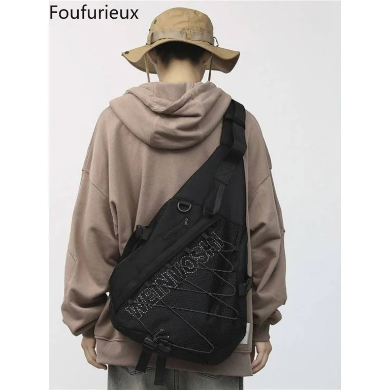 QUARRYUS Foufurieux Men Fashion Brand Large Capacity Chest Bag Men Japanese Casual Simple Shoulder Bag Women Shoulder Bag Cross Body Bag, Adult Unisex