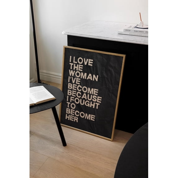 Fought To Become Her Trendy Female Empowerment Feminist Wall Art Strong Woman Quote, Unframed Paper Poster 24x36in