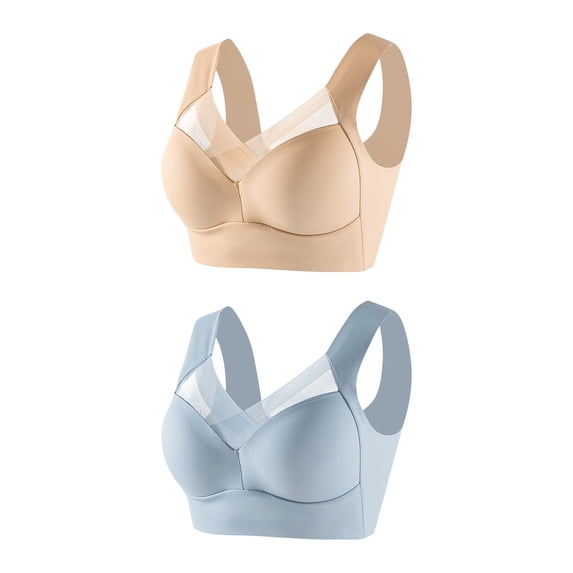 Fouhkni 2 Pack Plus Size Sport Bras for Women Push up No Underwire Bras Full Coverage Wireless Sports Bras