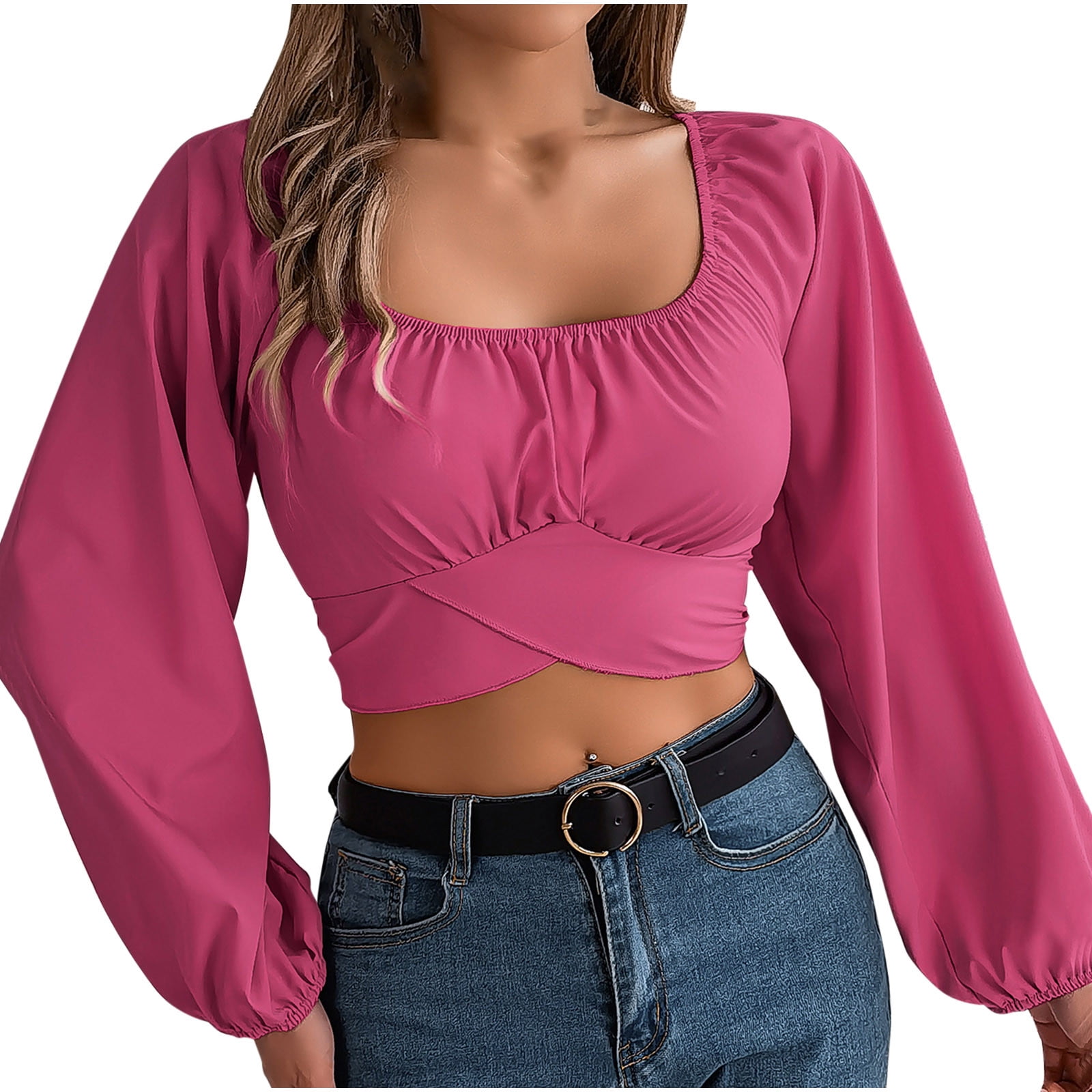 Long sleeve dressy crop top clearance