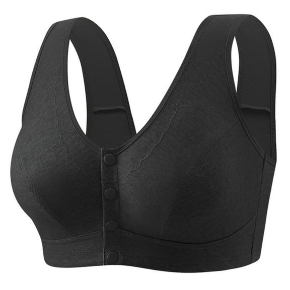 Fouhkni Front Closure Bras for Older Women Plus Size Wireless Comfy Bras Seniors Full Support Daily Bra