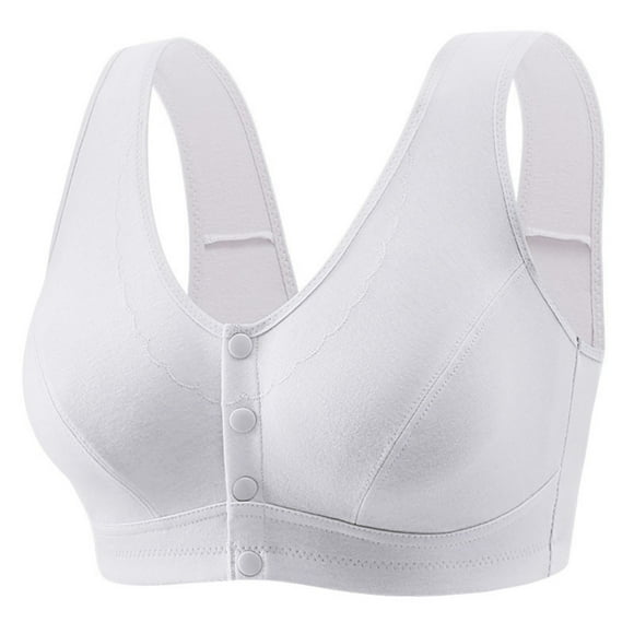 Fouhkni Front Closure Bras for Older Women Plus Size Wireless Comfy Bras Seniors Full Support Daily Bra