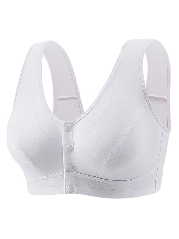 Front Closure Bras for Older Women Plus Size Wireless Comfy Bras Seniors Full Support Daily Bra