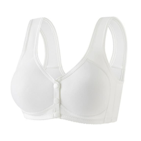 Fouhkni Front Closure Bras for Women Plus Size Wirefree Full Coverage Seniors Comfort Easy Close Bras