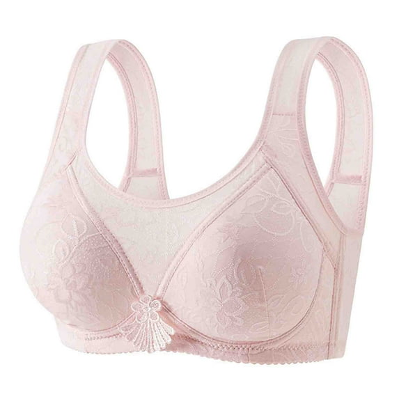 Fouhkni Full Coverage Bras for Women Wireless Lace Wide Strap Soft T-Shirt Bras Comfortable Everyday Bras