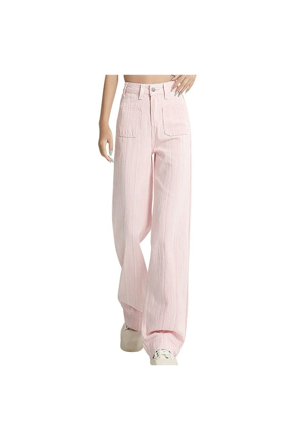 Jeans Pants for Women High Waisted Baggy Straight Leg Casual Denim Trousers with Pockets