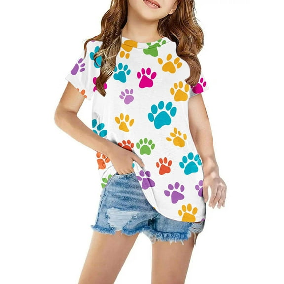 Fouhkni Kids Boys Girls T Shirt Short Sleeve Crew Neck Soft Tops Unisex Graphic Printed Trendy Blouses