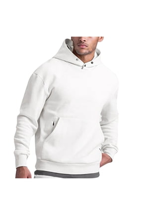 Mens Hoodies Fall Winter Long Sleeve Sweatshirts Solid Color Loose Fitted Hooded Pullover