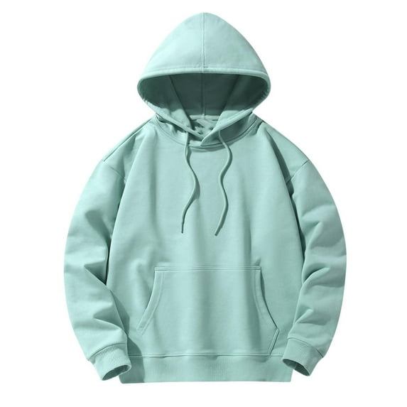 Fouhkni Mens Hoodies Solid Color Long Sleeve Fashion Pullover Tops Drawstring Sweatshirt with Pocket