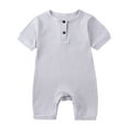 thumbnail image 1 of Fouhkni Newborn Baby Boy Girl Romper Infant Unisex Button Solid Bodysuit 1 Piece Jumpsuit Outfits Clothes, 1 of 7
