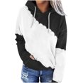 thumbnail image 1 of Fouhkni Ovesized Hooded for Women Drawstring Neck Long Sleeve Sweatshirts Color Block Pullover Tops, 1 of 4