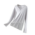 thumbnail image 1 of Fouhkni Pajama Tops for Women Long Sleeve Crew Neck Loose Fitted Tees Casual Comfy Sleepwear Homewear, 1 of 3