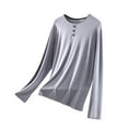 thumbnail image 1 of Fouhkni Pajama Tops for Women Long Sleeve Crew Neck Loose Fitted Tees Casual Comfy Sleepwear Homewear, 1 of 3