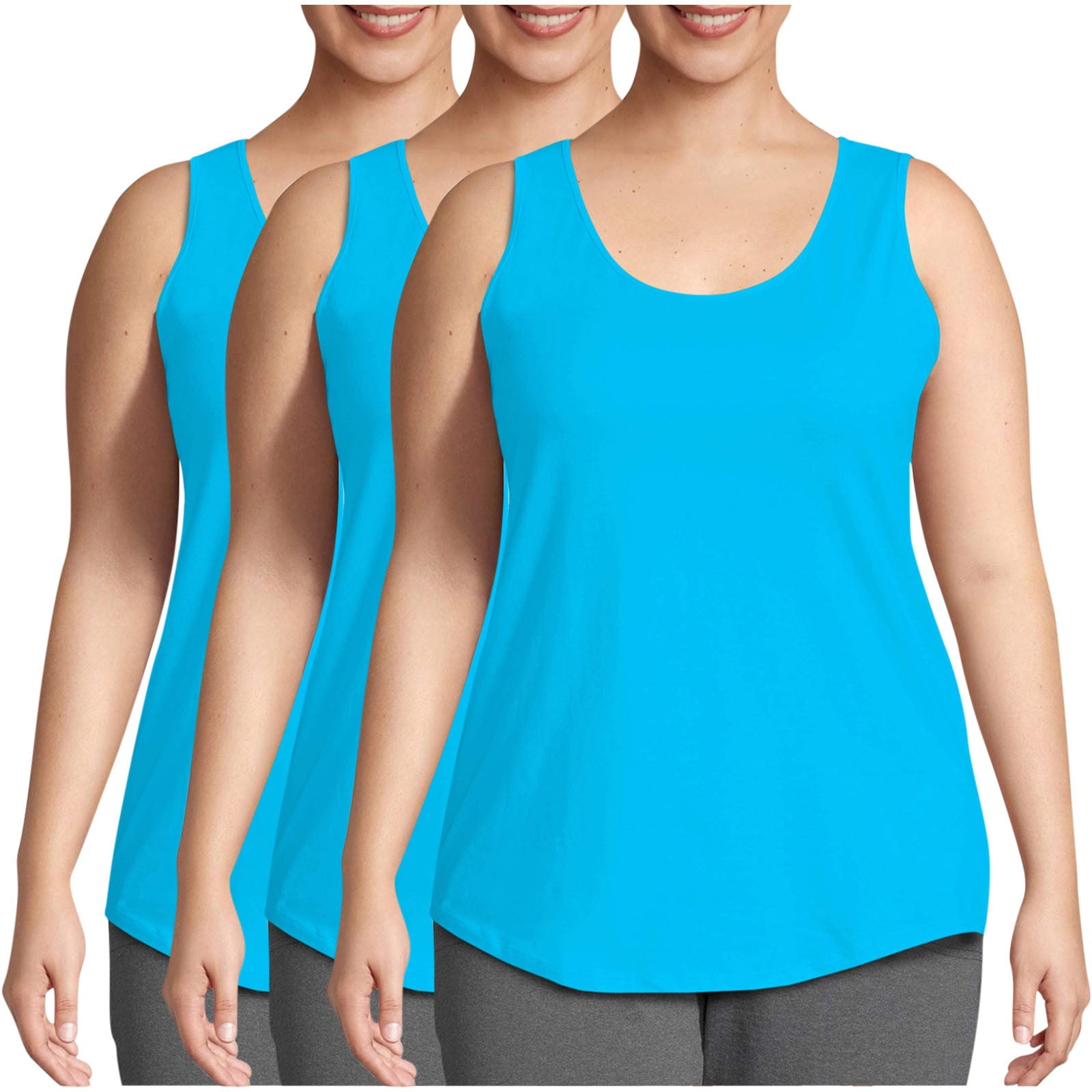 Fouhkni Plus Size Tank Tops for Women Sleeveless Round Neck Basic Loose Casual Plain Tunic Tops 3 Pack
