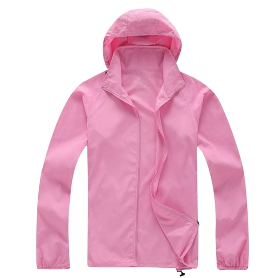 Fouhkni Rain Jacket for Men Zip up Long Sleeve Hoodies Outdoor Solid Color Windproof Loose Coat