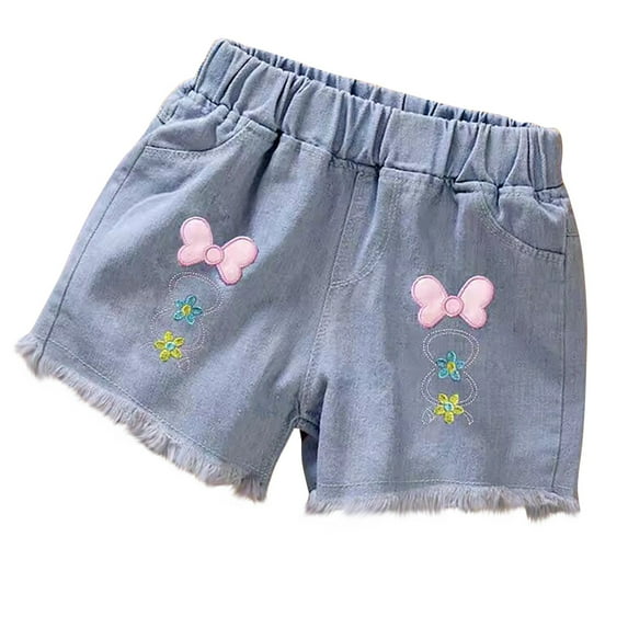 Fouhkni Toddler Baby Girls Casual Denim Shorts Summer High Waisted Baggy Comfy Cute Jeans Shorts