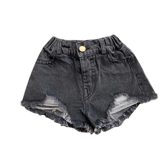 Fouhkni Toddler Girls Spring Summer Denim Shorts Elastic Waisted Casual Solid Color Cute Jeans Shorts