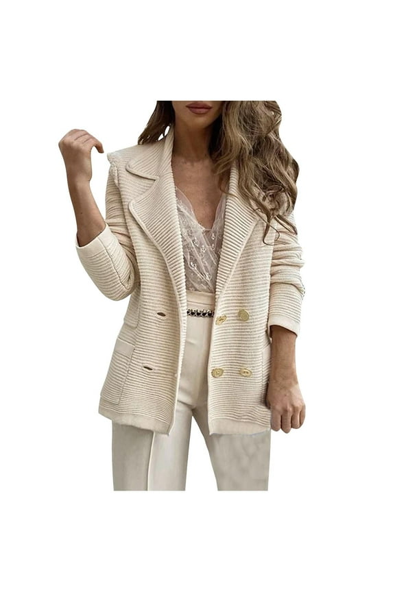 Womens Cardigan Fashion Casual Business Suit Coats Lapel Office Work Loose Comfy Outwear