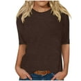 thumbnail image 1 of Fouhkni Womens Half Sleeve T Shirts Crew Neck Casual Solid Color Basic Tees Loose Comfy Tunic Tops, 1 of 5
