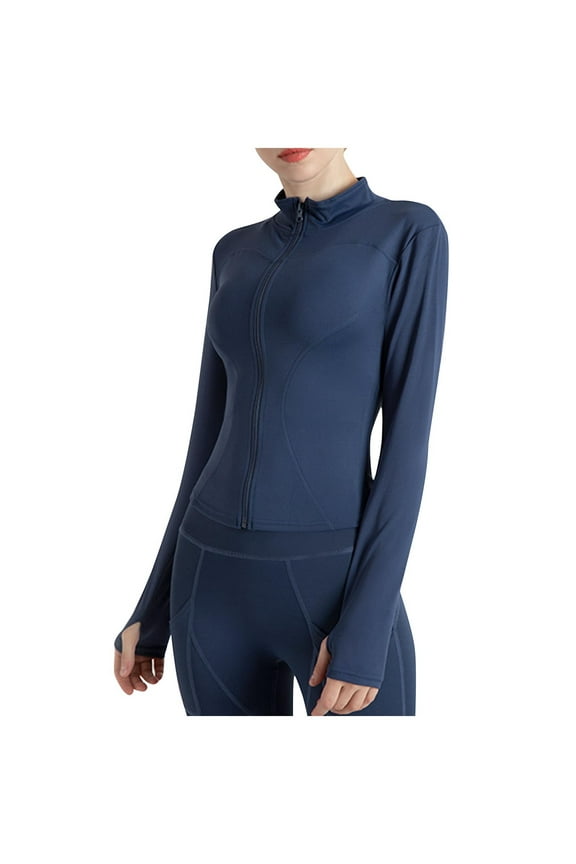 Womens Jackets Long Sleeve Full Zipper Athletic Stretchy Slim Fitted Workout Gym Yoga Jackets