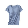 thumbnail image 1 of Fouhkni Womens Pajama Tops Built-In Bra Active Tops Short Sleeves Soft Casual Workout Yoga Gym T Shirts, 1 of 7